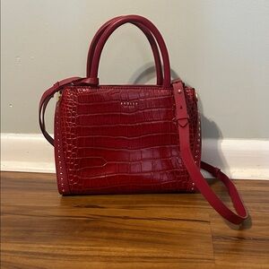 NWOT Radley London Red Croc-Embossed Leather Handbag
